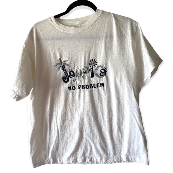 5/$20 Vintage tourist Jamaica tee shirt top shortsleeve M white and black - Picture 3 of 8